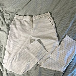 Uniqlo women’s smart ankle pant two way stretch white striped